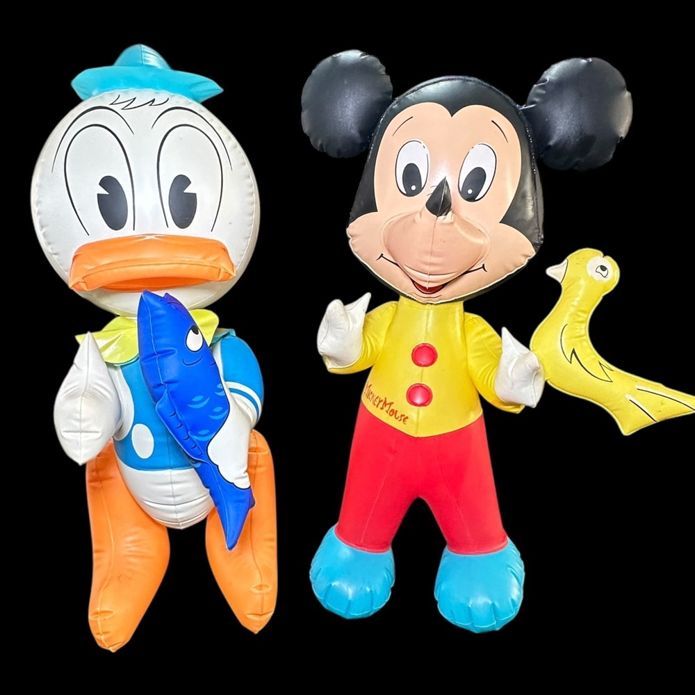 Mickey Mouse‎ & Donald Duck 23" Inflatable Blow-Up Toys Disney VtG 1960s